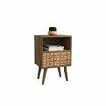 Designed To Furnish Liberty Mid-Century-Modern Nightstand 1.0 w/1 Cubby Space & 1 Drawer, Rustic Brwn & 3D Brown Prints DE2616401